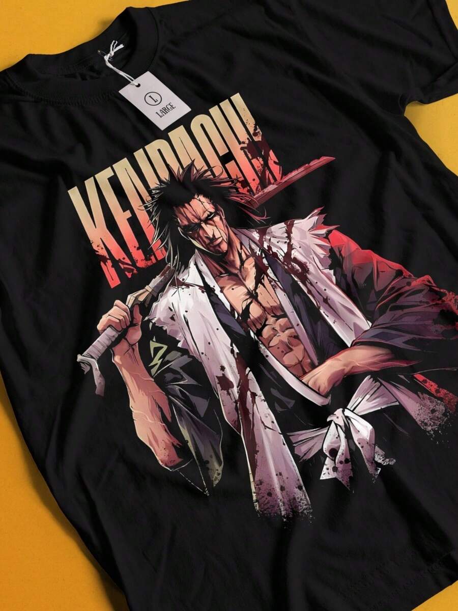 Zaraki Kenpachi Shirt Bleach Anime Tshirt Ichigo Bankai-Shirt Aizen Yhwach Tee (6) - màu đen - Xem 1