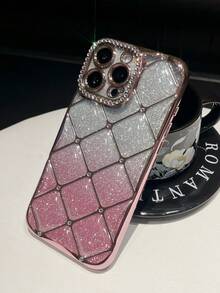 1pc Rhinestone Rhombus 6D Electroplated TPU Phone Case Compatible With IPhone 17/16/XR/XS Max/11/11 Pro/11 Pro Max/12/12 Pro/12 Pro Max/13/13 Pro/13 Pro Max/14/14 Pro/14 Pro Max/15/15 Pro/15 Plus/15 Pro Max, Protective Cover - Multicolor - View 5