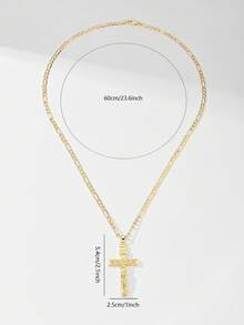 1pc Classic European Style Copper Jesus Cross Pendant Necklace, Limited Edition "Light Of Protection", Suitable As Gift For Christmas, Thanksgiving, Halloween, Mother's Day, Valentine's Day, Friends, Believers, First Holy Communion, Daily Wear And Prayer