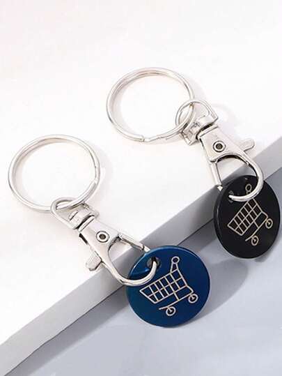 1pc Stainless Steel Shopping Cart Keychain - Fashionable Metal Pendant, Suitable For Bags And Keys, Perfect Gift, Suitable For Female Students, Car Accessories, Cute Gothic Y2K Style
