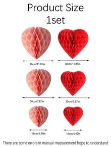 6个/套 - 情人节红色蜂窝心形装饰球，情人节主题纸质蜂窝球，情人节派对装饰蜂窝球，适用于节日、商场、家居、办公室和浪漫装饰。粉色和红色纸质心形蜂窝球，非常适合情人节、生日派对装饰、婚礼派对装饰。 - 彩色 - 查看 5