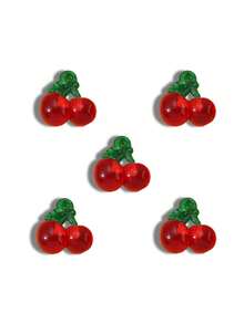 5个树脂透明逼真3D草莓樱桃吊坠，DIY饰品，耳环，手机壳，钥匙扣配件