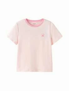 Balabala Unisex Striped Cotton Soft Casual Loose T-Shirt - White and Red - View 3