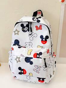 Ba lô màu hồng in hình chuột Minnie của Disney, ba lô đa năng dùng hàng ngày, túi du lịch thời trang dành cho nữ, cặp sách dung tích lớn, có ngăn khóa kéo phía trước, họa tiết hoạt hình cổ điển, phù hợp cho việc đi lại hàng ngày. - Nhiều màu - Xem 9