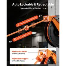 Bobina de manguera de aire retráctil, manguera de aire de goma de 1/2 pulgadas x 50 pies Max 300PSI, Bobina de mangueras de compresor de aire de rebobinado automático con plomo de 5 pies, montaje en techo / pared doble brazo de acero pesado - 1/2 pulgada x 50 pies - Ver 3