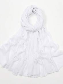 1pc Women's Solid Color Lightweight Elastic Pleated Headscarf, Fashionable Scarf, Soft & Casual Hijab, Beach Towel - A - View 6