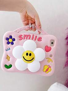 1pc Unisex Sunflower & Smiling Face Expandable Silicone Phone Holder, Minimalist & Cute, Portable, Pen Slot, Shock-Proof, Scratch-Resistant, Fingerprint-Proof, Suitable For IPad Mini 1/2/3/4/5/6/7, IPad Air 4/5/6/7, IPad Pro 11, IPad Air 1/2, IPad 10.2, IPad 9.7, IPad Air 6, IPad 10.9 - Pink - View 10