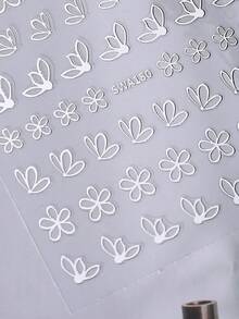 2片装3D镂空金属花瓣美甲贴纸，金色和银色雏菊、樱花、芙蓉花春夏花卉设计，DIY全息Y2K自粘凝胶指甲油沙龙滑动美甲装饰美甲用品美甲 - 彩色 - 查看 7