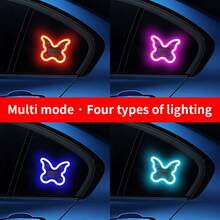 Solar Powered LED Car Atmosphere Light, Cute Butterfly Neon Light, Suction Cup Breathing Light, USB Rechargeable