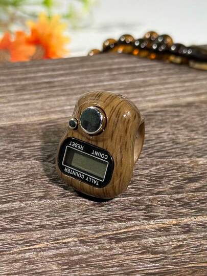 عداد خواتم إلكتروني بنمط خشبي جديد، عداد خواتم محمول، عداد خرز الصلاة الإلكتروني، شاشة رقمية عداد خواتم مريح للتخفيف من التوتر، تصميم بنمط حبوب خشبية، مدمج ومحمول، مناسب للعد في الصلاة والأعمال والرياضة والاستخدام المنزلي اليومي وهدايا المناسبات