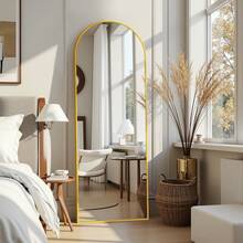 Full Length Mirror, 57"X19" Arch Floor Mirror, Floor Standing Mirror Freestanding Arch Full Body Mirror With Stand For Bedroom, Hanging Mounted Mirror For Living Room Cloakroom Home Decor Back To School Room Decor School Supplies - Vàng - Xem 1