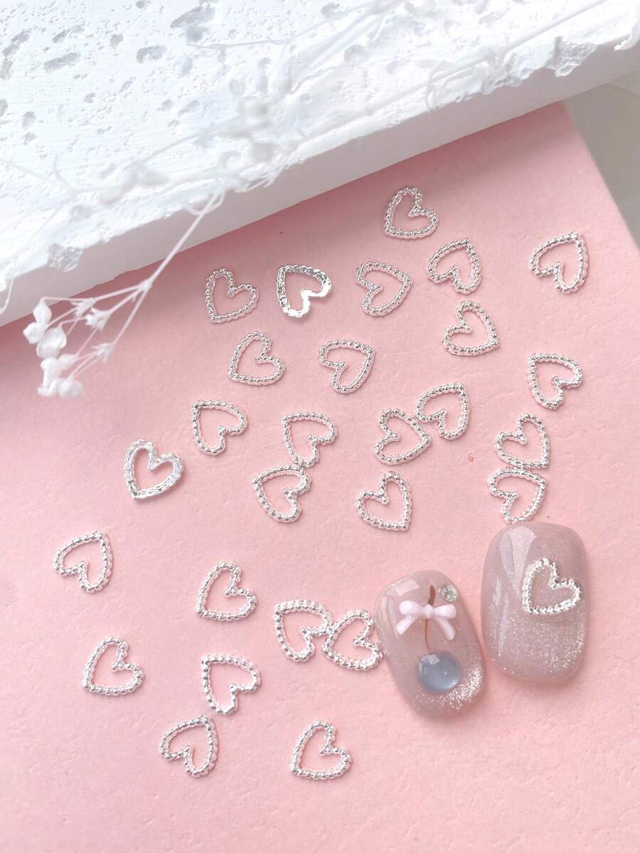 TSZS 30pcs Heart Shaped Nail Art Decorations, Y2K Nail Accessories, Alloy Nail DIY Supplies