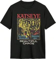 Katseye Shirt, The Beautiful Chaos Tour 2025 Shirt, Katseye Girl Group T-Shirt Vintage Katseye The Beautiful Chaos Tour Shirt, Katseye Kpop Graphics Tee, Katseye Gnarly  Parent-Child Outfits - 黑色14 - 查看 8