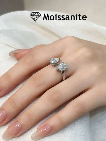 1 st 2ct kreativ dubbelstensring för kvinnor, evig kärleksgåva till partner, bärbar för vardag och högtider, S925 silver