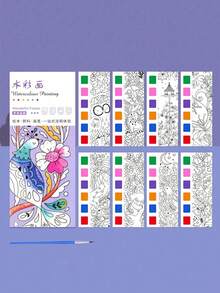1set Children's Watercolor Coloring Book, Student Coloring And Drawing Book, Drawing And Coloring Paper, With Built-In Watercolor Paint Pens, Halloween, Thanksgiving And Christmas Gift Easter Gift,Back To School - Nhiều màu - Xem 19