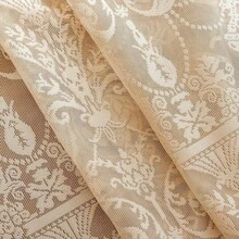 Green Sheer Curtains 108 Inch Long Living Room - Shabby Chic Floral Ruffled Curtains, Elegant Knitted Privacy Rod Pocket, Emerald Green, Spring/Summer, 1 Pair, 59 X 108 Inch - 淺褐色的 - 查看 7