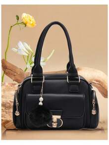 New Women's Handbag, Simple And Elegant, With Ample Capacity And Suitable For Use On The Shoulder Or Crossbody. - Negro - Ver 1