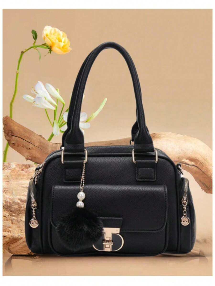 New Women's Handbag, Simple And Elegant, With Ample Capacity And Suitable For Use On The Shoulder Or Crossbody. - Black - View 1