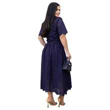 Evangelical Fashion Set: Button-Down Blouse And Midi Skirt, 100% Cotton - 海洋 - 查看 4