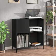 vidaXL Armoire à disques noir 84,5x38x89 cm ingénierie du bois - Noir - Voir 1