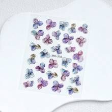 Purple Golden Flower Nail Stickers - 3D Embossed Purple Floral Nail Art - Golden Foil Dried Flower Leaf Spring Summer Nail Decals - Easy To Apply - Suitable For Nail Design - Multicolor - View 10