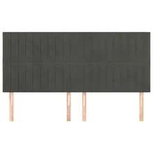 vidaXL Tête de lit Gris foncé 200 x 5 x 118/128 cm velours - Gris - Voir 3