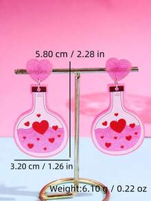 1 Đôi bông tai hình chai trái tim màu hồng thời trang, tinh tế, quyến rũ, quà tặng trang sức dành cho phụ nữ nhân dịp Ngày Valentine. - Nhiều màu - Xem 5
