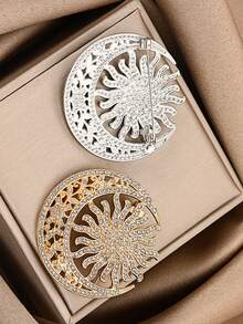 1枚日月胸针，高端男女通用胸针，防滑翻领别针，优雅别致的西装配饰 - 彩色 - 查看 4