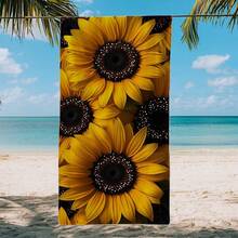 1条向日葵沙滩巾，超柔软超细纤维特大号沙滩毯，超强吸水浴巾，适合旅行、游泳池、潜水、冲浪、瑜伽、露营，多种尺寸可选，沙滩、泳池、旅行、露营、瑜伽用品 - 彩色 - 查看 4