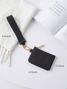 Mini Zip Around Wristlet Wallet For Women Dual Pouch Wristlet  Portable Wallet Coin Purse Mini Women Coin , Women's Wrist Lanyard Keychain With Detachable Mini Wallet & Card Holder Pouches, Ideal Christmas Stocking Stuffer Gift For Travel, Everyday Carry, Keys, Cards And Small EssentialsPocket - Vàng đen - Xem 7