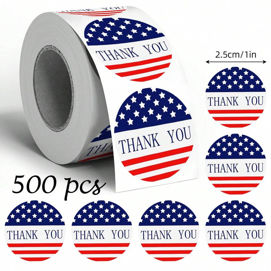 500 miếng/cuộn Hình dán ngôi sao và cờ xanh, hình tròn 1 inch, thích hợp trang trí sổ lưu niệm, nhật ký, DIY, phù hợp sử dụng hàng ngày và các bữa tiệc, chất liệu PVC chống thấm nước. - Nhiều màu - Xem 1