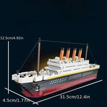 1,344pcs Micro Particle Building Blocks Toy Model, Recreate Classic Cruise Ship Design, High Difficulty Adult Assembly Model, Desktop Decor, Suitable For Halloween, Christmas, Birthday Gifts - Ship-shaped Building Blocks - View 3
