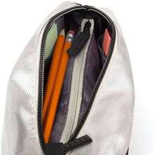 Almacenamiento para suministros escolares, auriculares, cargadores, cables, maquillaje - Bolsa con cierre de 9 bolsillos, ideal para lápices y bolígrafos, negro - como en la foto - Ver 7