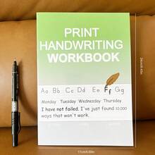 Print Handwriting Workbook For Beginners: English Penmanship Practice Book For Adults & Teens Age 14+ | Tracing Alphabet, Words, Inspirational Quotes In 32 Pages - Green - View 2