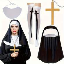 Conjunto de disfraz: Pañuelo para la cabeza, bufanda, guantes cruzados, calcetines largos, accesorios de juego de roles, ideal para bailes de máscaras - Multicolor - Ver 9