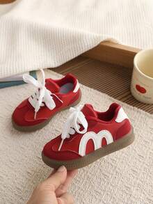 1双婴儿真皮休闲运动鞋，低帮户外多功能幼儿校鞋，春季款 - 紅色 - 查看 3