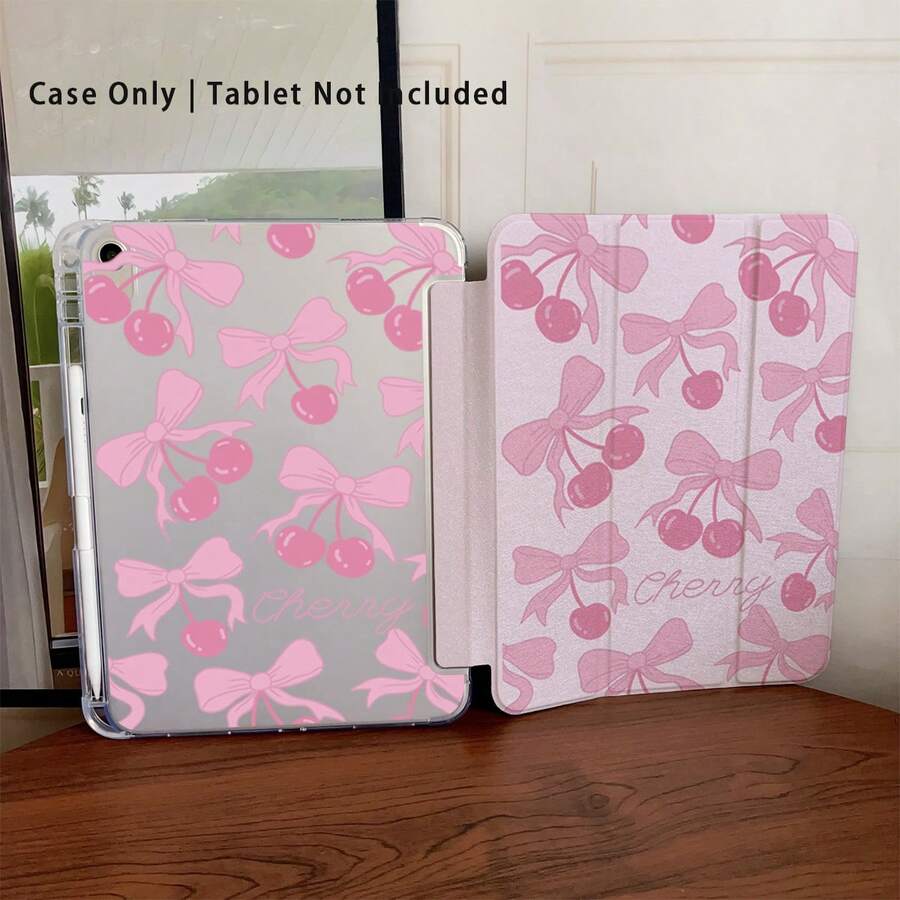 粉色樱花蝴蝶结设计保护套 - 甜美女孩粉丝和可爱设计爱好者的理想之选，柔软 TPU 翻盖 - 带笔槽，兼容 iPad 第十代 10.9 英寸 (2022) / iPad Air 13 英寸 (M3 2025) / iPad Air 11 英寸 (M3 2025)，也适用于其他型号。 - 彩色 - 查看 1