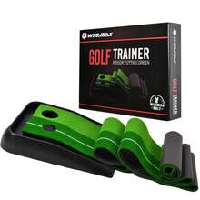 WIN.MAX 3m Golf Dual-Hole Putting Trainer, Non-Slip Plastic Turf Practice Mat, Golf Putting Training Aid, Golf Putting Green, Outdoor Swing Fitness Equipment, Holiday Gift - Green - View 3