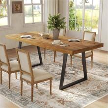 Tribesigns Tavolo da pranzo industriale per 4-6 persone, lungo 160 cm, tavolo da cucina rettangolare in legno massello con robuste gambe in metallo, ideale per casa, sala da pranzo e piccoli spazi, marrone rustico - Castano - Visualizzare 7