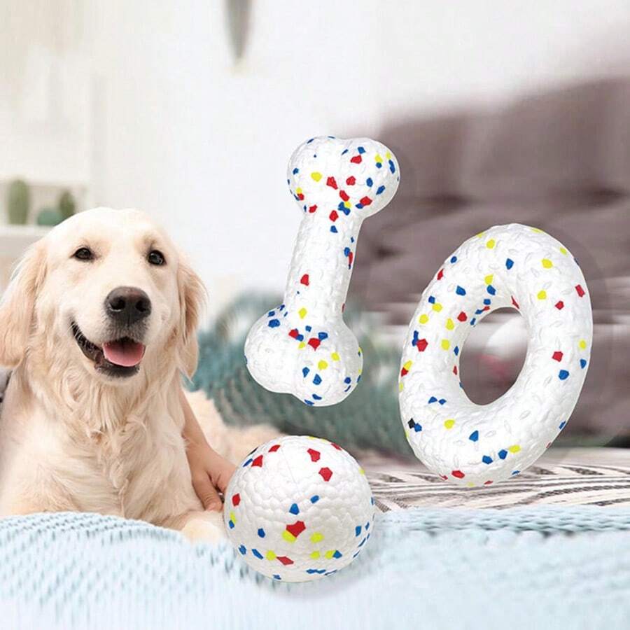 1个TPR材质带声音的狗狗咀嚼玩具，宠物用品 - 白色 - 查看 1