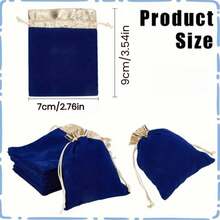 1pc/10pcs Blue Velvet Drawstring Gift Bags, Party Favor Bags, Elegant Drawstring Design With Velvet Trim, Suitable For Wedding Favors, Party Decor, And Valentine's Day Gifts - Multicolor - View 5
