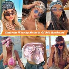 35" Large Satin Head Scarf For Women Silk Hair Scarf Solid Color Hair Bandana For Night Hair Wrap Sleeping - 紅色 - 查看 7