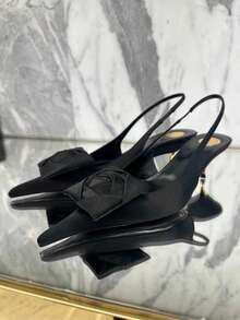 华丽尖头细高跟鞋，2026春季新款女士露跟花卉凉鞋，性感优雅 - 黑色 - 查看 2