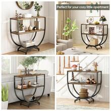 3 Tier Console Tables, 30" Height Entryway Table, Sofa Table Behind Couch, Industrial Entryway Furniture Entry Way TV Stand With Storage For Living Room, Hallway, Entrance, Rustic Brown - Brown - View 2