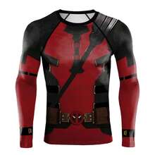 Deadpool Men Tactical Suit Muscle Compression Shirt  Superhero Activewear Cosplay Halloween Carnival Party Costumes - Tay dài - Xem 9