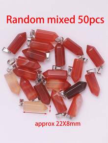 5pcs/10pcs/20pcs/50pcs Approx 22x8mm Natural Stone Carnelian Red Agate Bullet Single Quartz Point Hexagonal Column Pendant European And American Popular Energy DIY Charms Necklace Jewelry - Single-pointed Hexagonal Prism Pendant - View 6