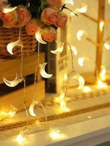 1pc 1.5/3/6m Plastic Ball&Moon Decorative Lights String, Battery-Powered Indoor Decorative LED Star Light String, Room Decoration, Bedroom Wall Decoration Moon String Light, Star And Moon Fairy Light String,Wedding Party Decorative Light String - 黃色 - 查看 8