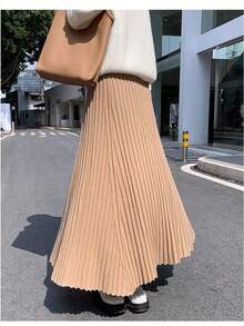 Women Sweater Skirts - 卡其色 - 查看 5