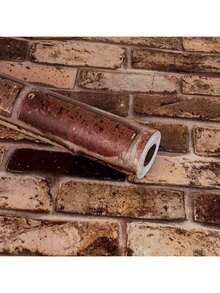 Faux Brick Effect Wallpaper Self-Adhesive Vinyl Roll Ideal For Home Renovation Projects - Burgundy - View 12