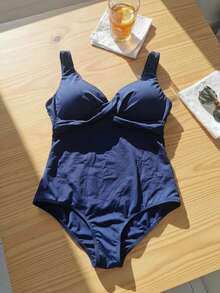 Elegant Women's Plus Size Swimsuit For Beach And Pool - Comfortable And Stylish With Removable Padding - Azul marino -8000 - Ver 6